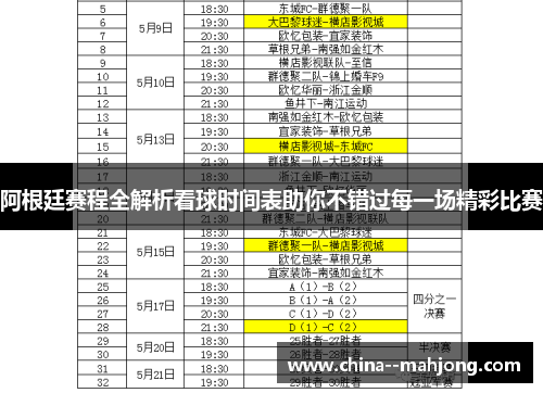 阿根廷赛程全解析看球时间表助你不错过每一场精彩比赛 阿根廷赛程全解析看球时间表助你不错过每一场精彩比赛